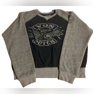 Von Dutch Sweater W/Logo Men/Women Black Grey 2XL Lightweight Slim Cozy